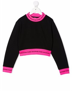 Укороченный топ с логотипом Balmain kids