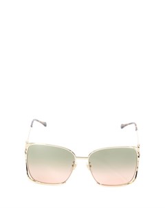 Солнцезащитные очки в квадратной золотистой оправе Gucci