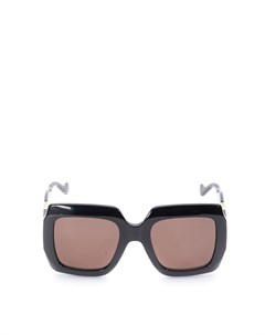 Черные солнцезащитные очки в прямоугольной оправе с цепочкой Gucci
