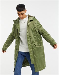 Зеленая удлиненная куртка парка из блестящего нейлона Asos design