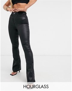 Черные расклешенные джинсы с завышенной талией моделирующим эффектом и покрытием Asos design
