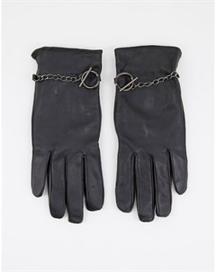 Черные перчатки из натуральной кожи с цепочкой Barney s Originals Barneys originals