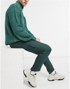 Темно зеленые строгие брюки карго облегающего кроя Asos design