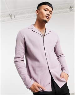 Рубашка с длинными рукавами из вафельного трикотажа слегка выбеленного фиолетового цвета Asos design