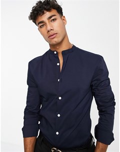 Темно синяя cупероблегающая рубашка с контрастными пуговицами Asos design