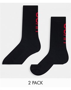 Набор из 2 пар черных носков с логотипом сзади Hugo Hugo bodywear