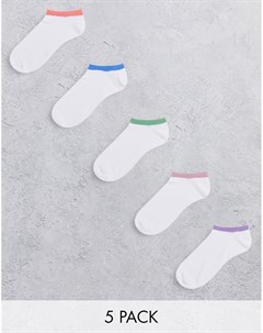 Набор из 5 пар белых спортивных носков с яркой контрастной отделкой Asos design