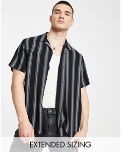 Свободная рубашка с отложным воротником черного цвета в полоску в стиле ретро Asos design