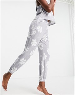 Серые пижамные брюки от комплекта с узкими штанинами и цветочным принтом Gilly hicks