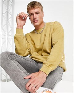 Оливковый свитшот с принтом Change Reality Topman