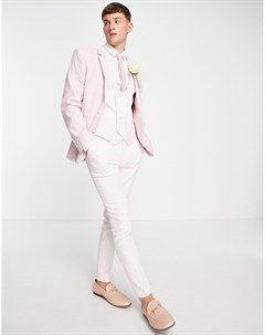 Розовые зауженные костюмные брюки с рисунком в виде штриховки для летней свадьбы Wedding Asos design