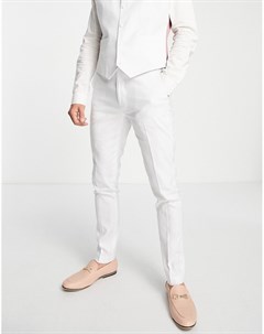Белые зауженные костюмные брюки из хлопкового льна для летней свадьбы Wedding Asos design