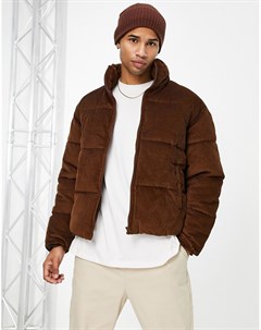 Светло коричневая дутая oversized куртка из плюша Only & sons
