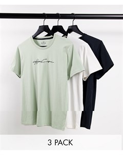Набор из 3 футболок с принтом логотипа белого зеленого и черного цветов Hollister
