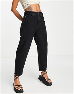 Oversized джинсы черного цвета средней насыщенности в винтажном стиле Bershka