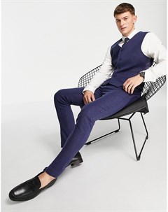 Синие брюки зауженного кроя из ткани с добавлением шерсти с плетеным эффектом для свадьбы в стиле ка Asos design
