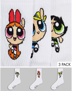 Набор из 3 пар спортивных носков с принтом Powerpuff Girls Asos design