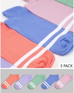 Набор из 5 пар спортивных носков модных цветов с полосками в спортивном стиле Asos design