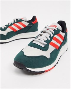 Зелено бело красные кроссовки Lowertree Adidas originals