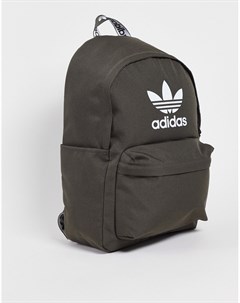 Рюкзак темно оливкового цвета с логотипом трилистником adicolor Trefoil Adidas originals
