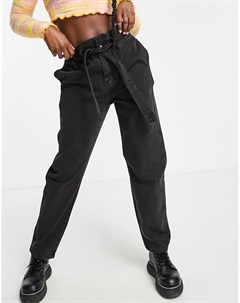 Черные выбеленные джинсы с присборенной талией Bolongaro trevor