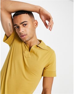 Облегающая футболка поло с отложным воротником горчичного цвета Asos design