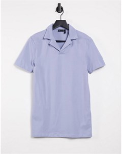 Голубая облегающая футболка поло с отложным воротником Asos design