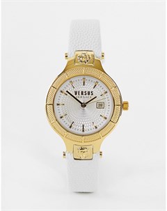 Белые часы с ремешком из натуральной кожи Versus versace
