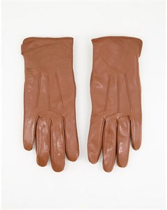 Светло коричневые кожаные перчатки с отделкой для управления сенсорными гаджетами Barney s Originals Barneys originals