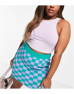 Вязаная мини юбка в шахматную клетку от комплекта ASOS DESIGN Curve Asos curve