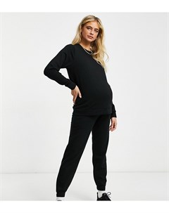 Черный спортивный костюм узкого кроя из свитшота и джоггеров ASOS DESIGN Maternity Asos maternity