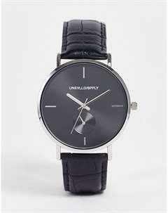 Классические часы с черным циферблатом и черным ремешком из искусственной кожи Asos design