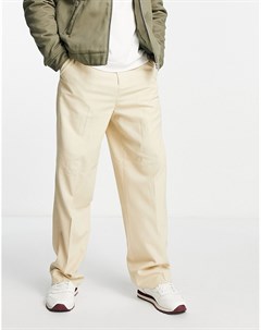 Широкие фактурные брюки бежевого цвета Asos design
