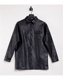 Черная куртка рубашка из искусственной кожи Missguided