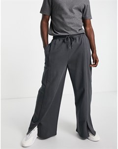 Черные выбеленные джоггеры в стиле oversized с широкими штанинами и разрезами спереди Asos design