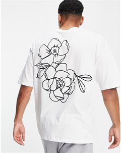 Белая футболка в стиле oversized с принтом роз на спине Originals Jack & jones