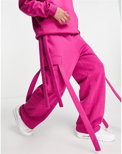 Ярко розовые джоггеры карго в стиле oversized от комплекта Asos design