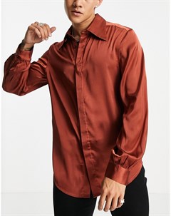 Атласная рубашка в классическом стиле 70 х с воротником и пышными рукавами Asos design