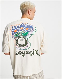 Oversized футболка с карманом на груди с логотипом и графическим принтом на спине ASOS Daysocial Asos design