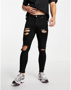 Черные эластичные джинсы с рваной отделкой Asos design