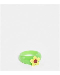 Пластиковое зеленое кольцо с желтым цветком ASOS DESIGN Curve Asos curve