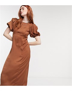 Чайное атласное платье миди коричневого цвета Inspired Reclaimed vintage