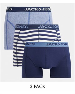 Набор из 3 боксеров брифов синего цвета и с полосками Jack & jones