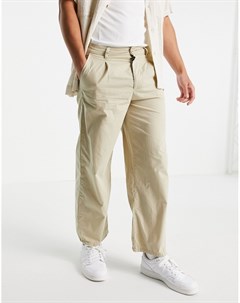 Бежевые легкие брюки с широкими штанинами и складками Asos design