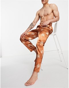 Атласные брюки для дома с принтом пальм Asos design