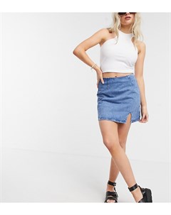 Синяя джинсовая мини юбка с разрезом сбоку ASOS DESIGN Petite Asos petite