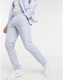 Пастельно голубые зауженные брюки со штрихованным узором Wedding Asos design
