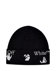 Шерстяная шапка бини с вышитым принтом Hands Off Off-white