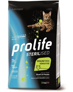 Сухой корм Sterilised Grain Free беззерновой для стерилизованных кошек 1 5 кг Перепелка и картофель Prolife