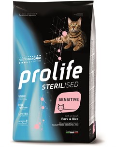 Сухой корм Sterilised Sensitive для чувствительных или стерилизованных кошек 1 5 кг Свинина и рис Prolife